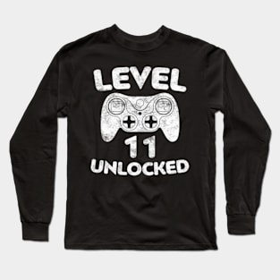 Level 11 Unlocked  11th Video Gamer Birthday Long Sleeve T-Shirt